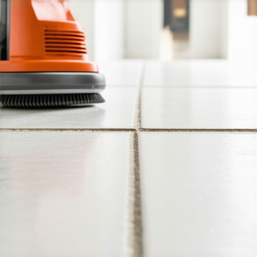 Professional applying high-tech grout sealant to tiles