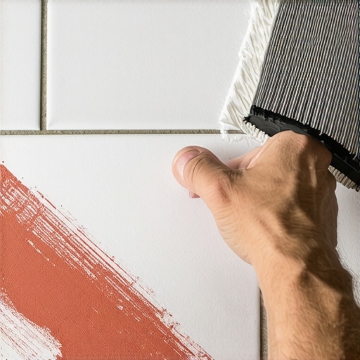 Close-up of flexible adhesive being spread on tile surface for enhanced bonding