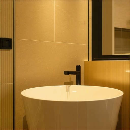 Luxurious bathroom with innovative tile sealants Modern bathroom showcasing high-tech tile and grout solutions