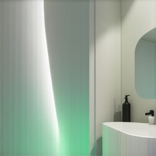 Futuristic bathroom featuring nanocoatings and IoT sensors for durability