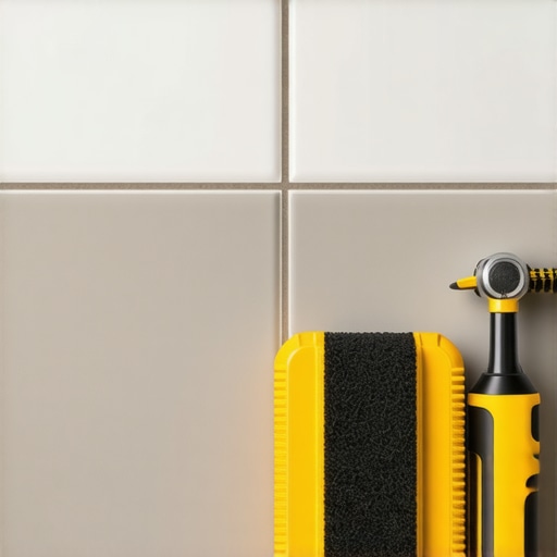 High-Precision Bathroom Tile Installation Close-up of professional bathroom tile installation with moisture control tools