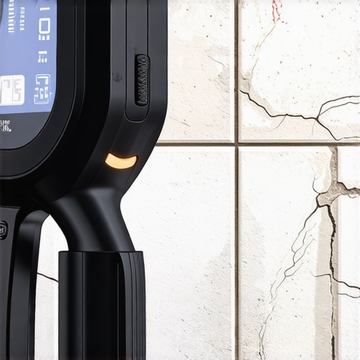 Laser-guided device inspecting grout microcracks in bathroom tiles