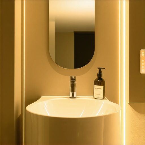 Bathroom with smart sensors and waterproof coatings demonstrating durability