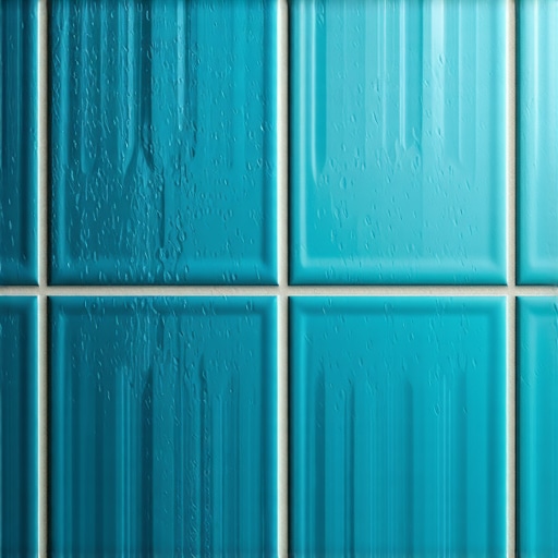Close-up image of bathroom tiles with nano-coatings showing water repellency