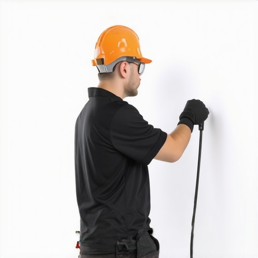 Technician applying advanced nanotech waterproof coating on bathroom wall, demonstrating surface preparation techniques for durability.