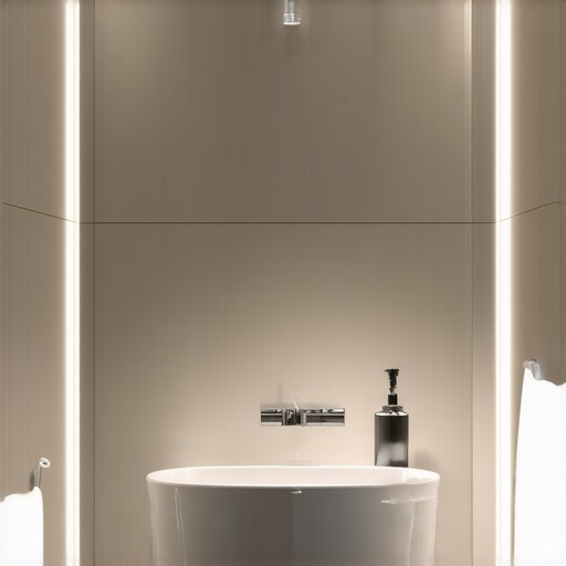 Modern bathroom with advanced tile installation tools and materials