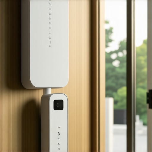 Modern bathroom with smart moisture sensors and automated cleaning systems