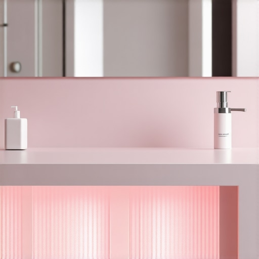 Bathroom surface with technological enhancements and protective coatings.