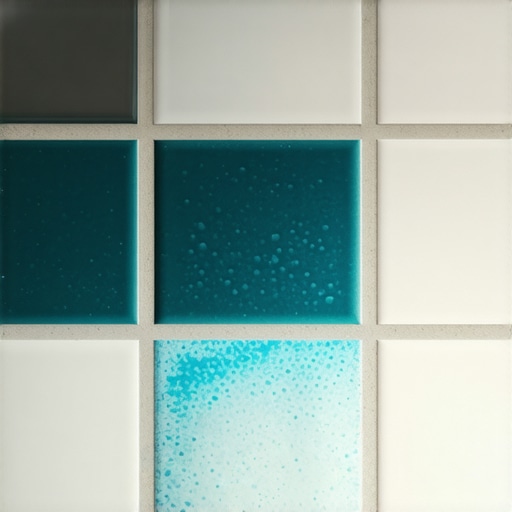 Detailed image of nano-coating process on bathroom tiles with hydrophobic surface