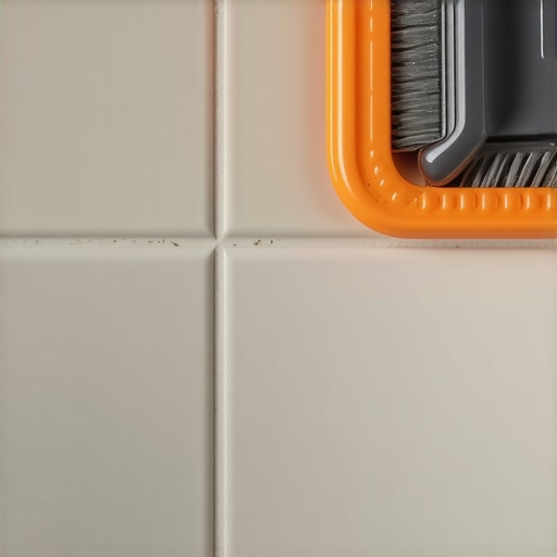 Close-up of nano-infused waterproof sealant applying seamlessly over bathroom tile joints.