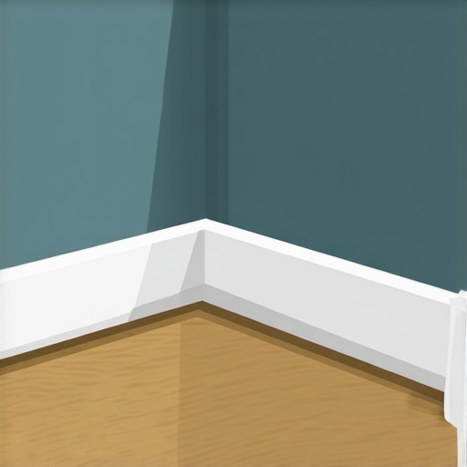 Detailed illustration of a bathroom corner with waterproof baseboards and advanced sealing techniques.