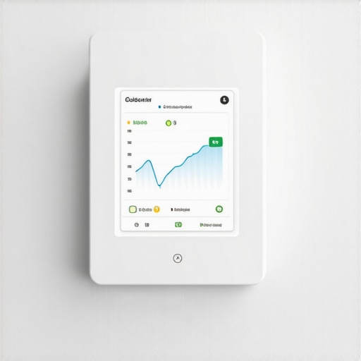 Close-up of integrated moisture sensors active on bathroom wall surfaces