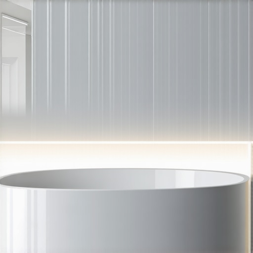 Futuristic bathroom surfaces showcasing embedded sensors and nanocoating technology