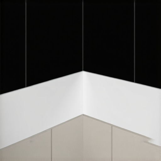 Close-up of a finished bathroom corner featuring waterproof grout lines and moisture-resistant PVC baseboards.