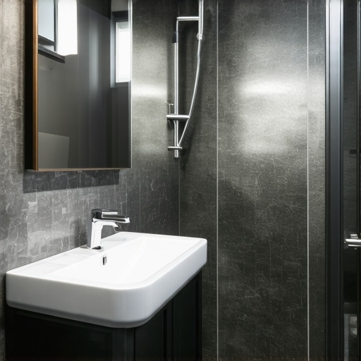 Contemporary bathroom showcasing waterproof tiles and durable baseboards