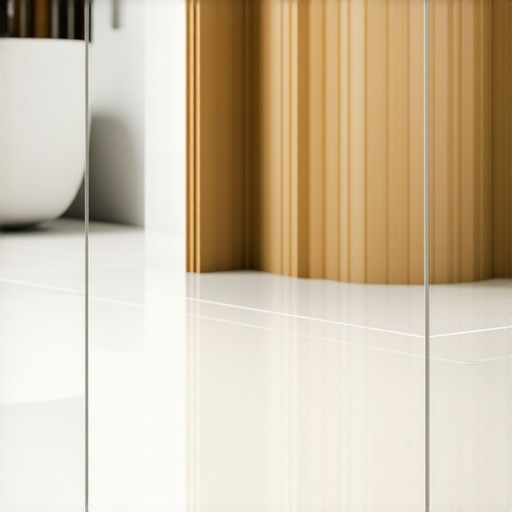 Contemporary bathroom corner highlighting advanced waterproof baseboards and flawless grout lines.