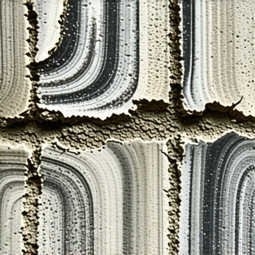 Microscopic view of nano-coatings applied on grout to prevent stains and microbial growth.