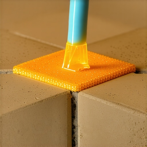 Illustration of nano-infused sealant penetrating tile micro-pores for superior waterproofing