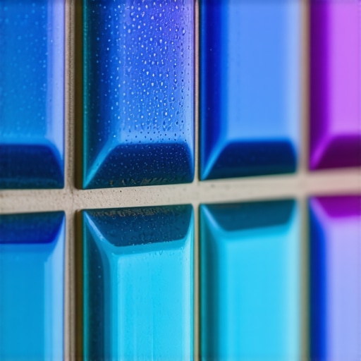 Microscopic view of nanoparticle-infused waterproof sealant on tiles