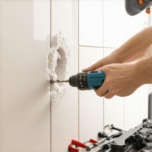 The easiest way to cut a hole in a tile for a pipe